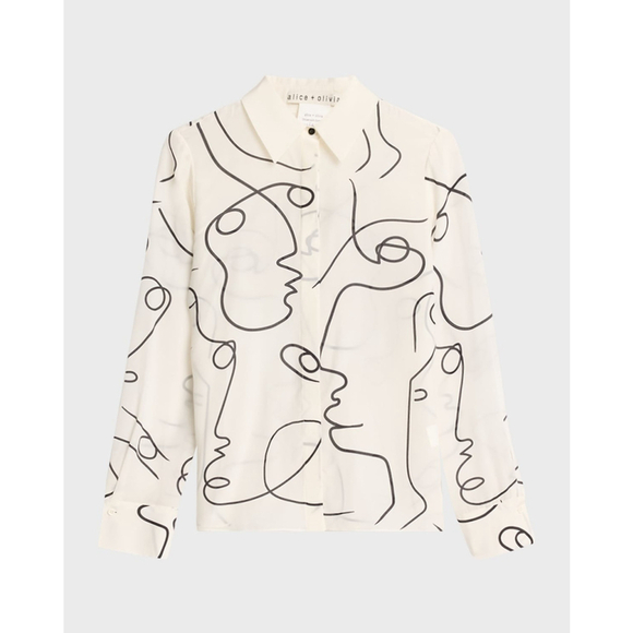 Alice + Olivia Tops - NWT Alice and Olivia a+O Koketit Brady Silk Button Down Blouse White $395 Size S